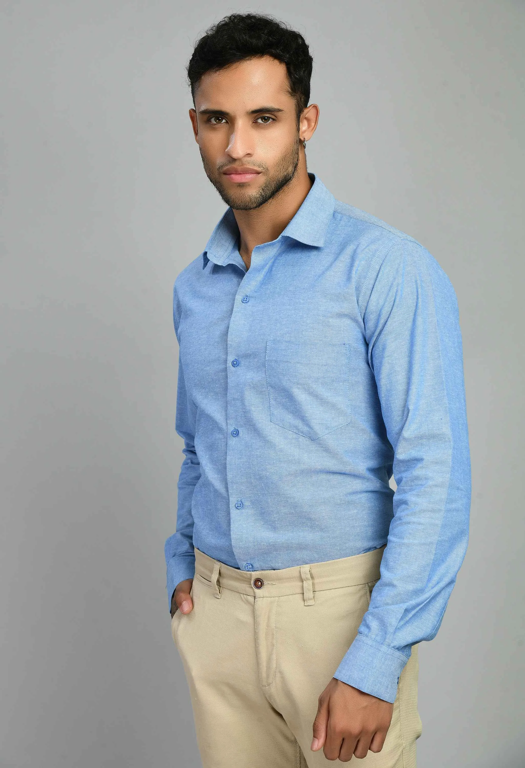 Men's Solid Cotton Oxford Regular Fit Formal Shirt