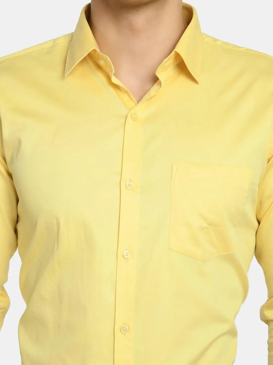 Men's Yellow Solid Giza Cotton Formal Shirt