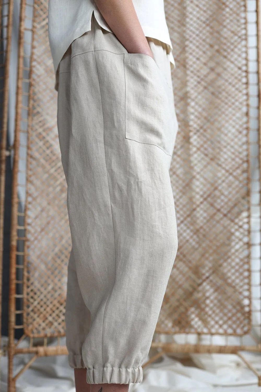 Mid-Rise Waist Pants with Pockets Casual Boho Fashion