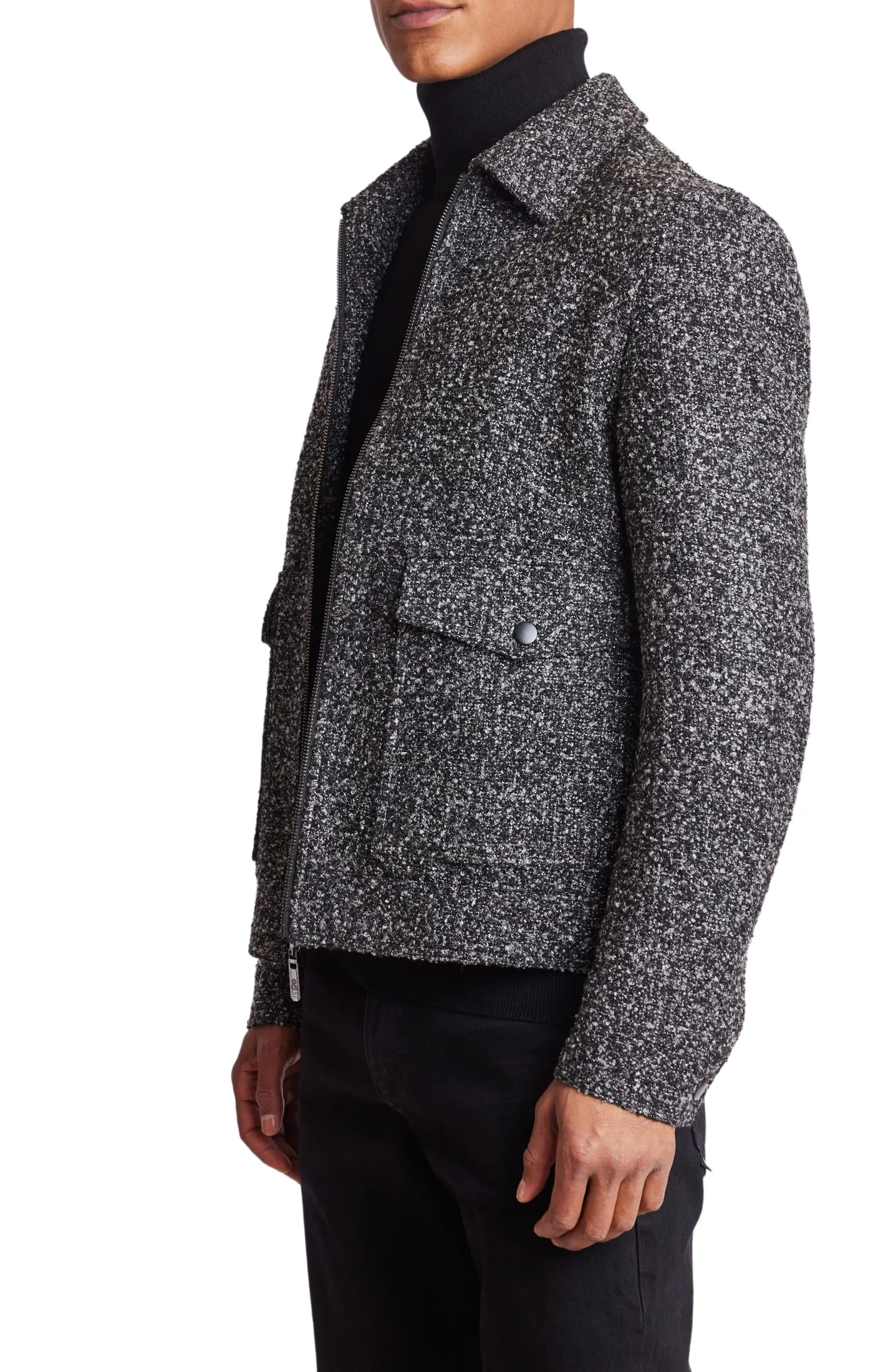 Milo Bomber Jacket - slim - Charcoal Boucle