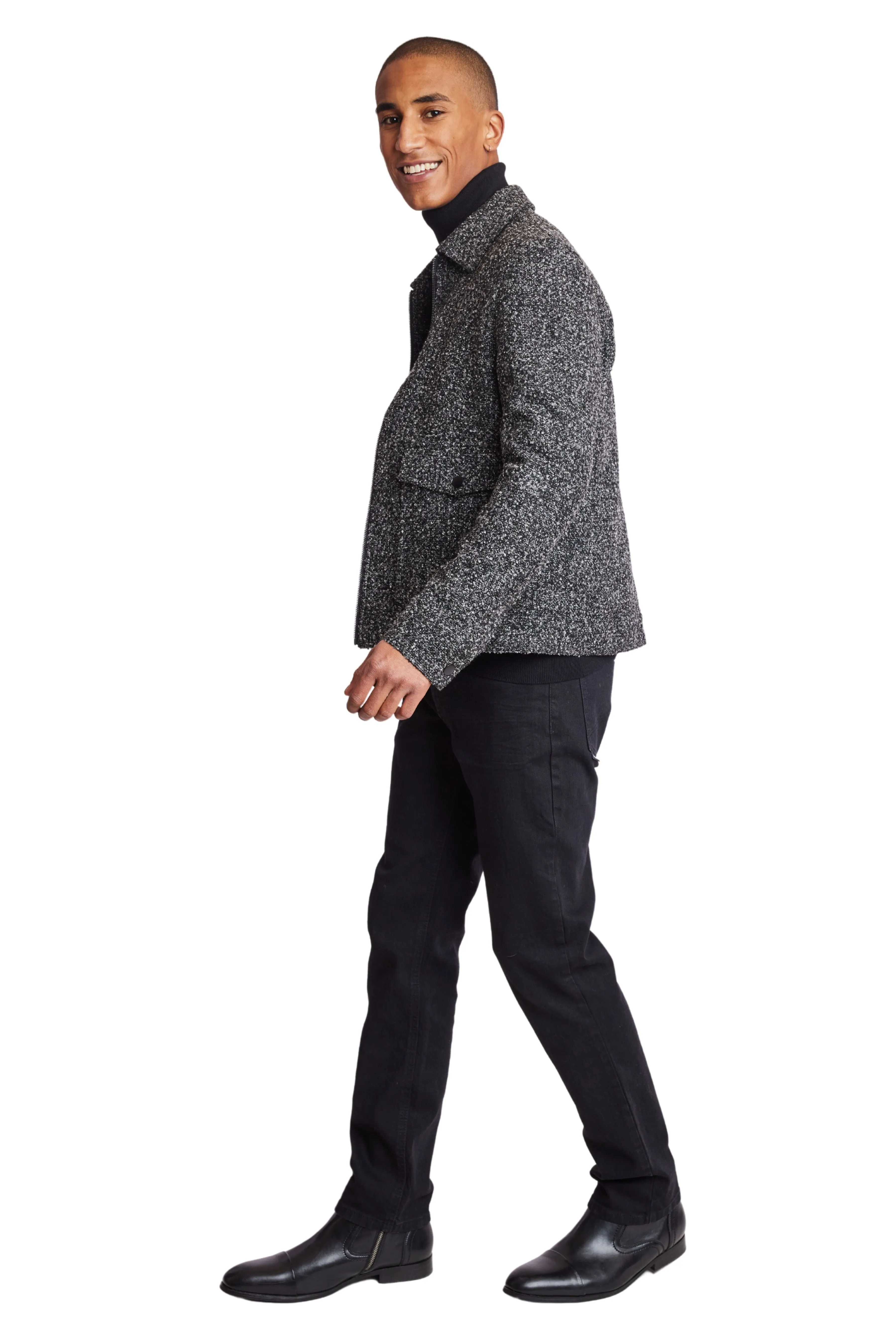 Milo Bomber Jacket - slim - Charcoal Boucle