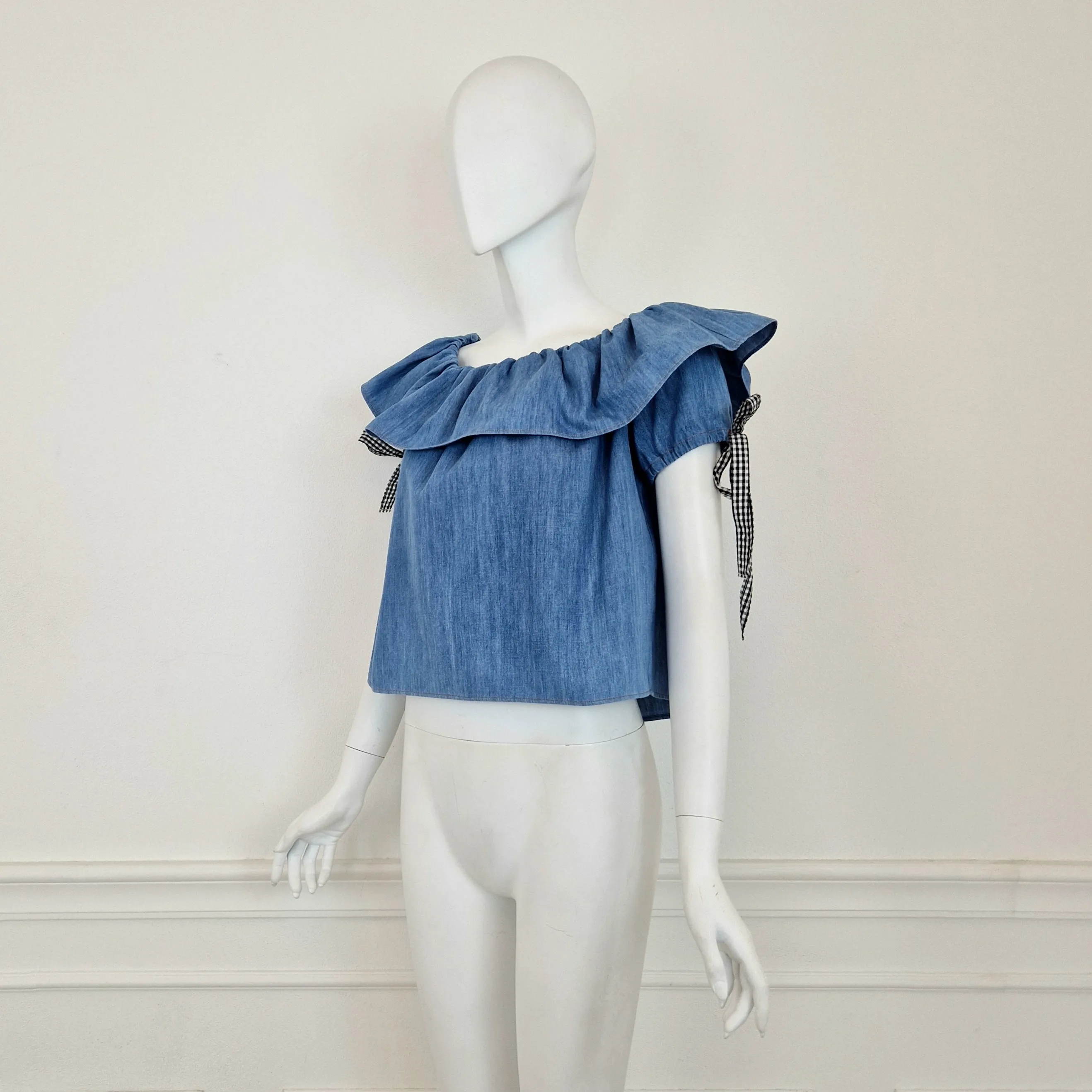 Miu Miu | Top in denim con fiocchetti