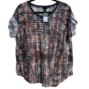 Mossimo Womens Grid Print Black Rust Short Sleeve Shirt Top - New With Tags -XXL