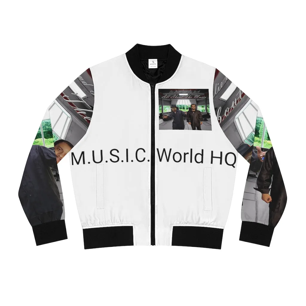 M.U.S.I.C. World HQ  Album Cover Series Women's Bomber Jacket (AOP)