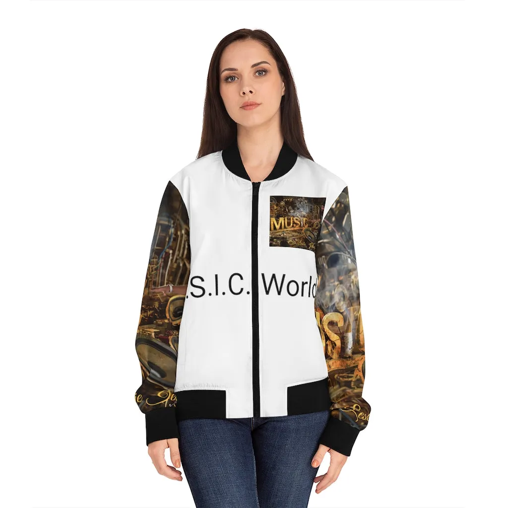 M.U.S.I.C. World HQ  Album Cover Series Women's Bomber Jacket (AOP)