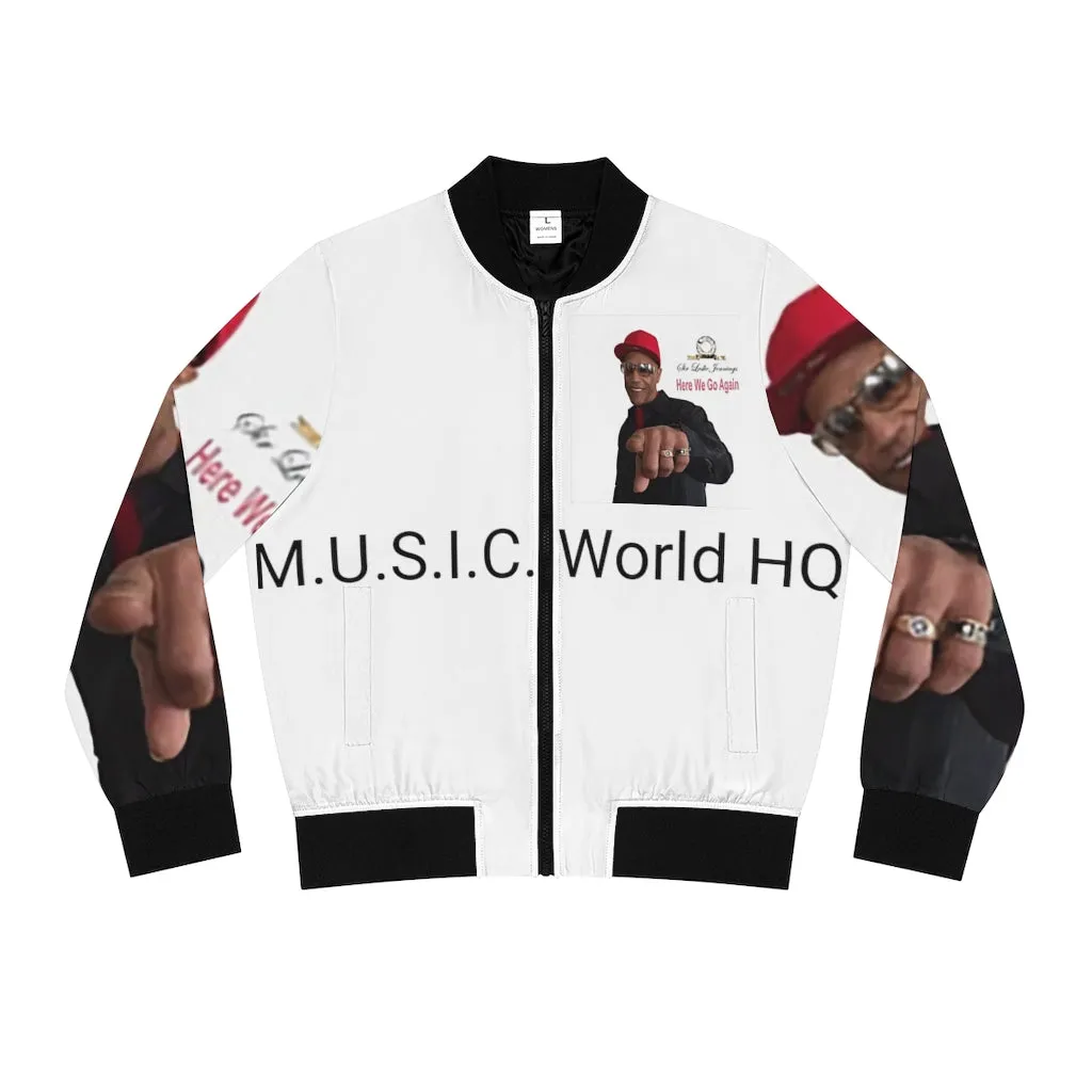 M.U.S.I.C. World HQ  Album Cover Series Women's Bomber Jacket (AOP)