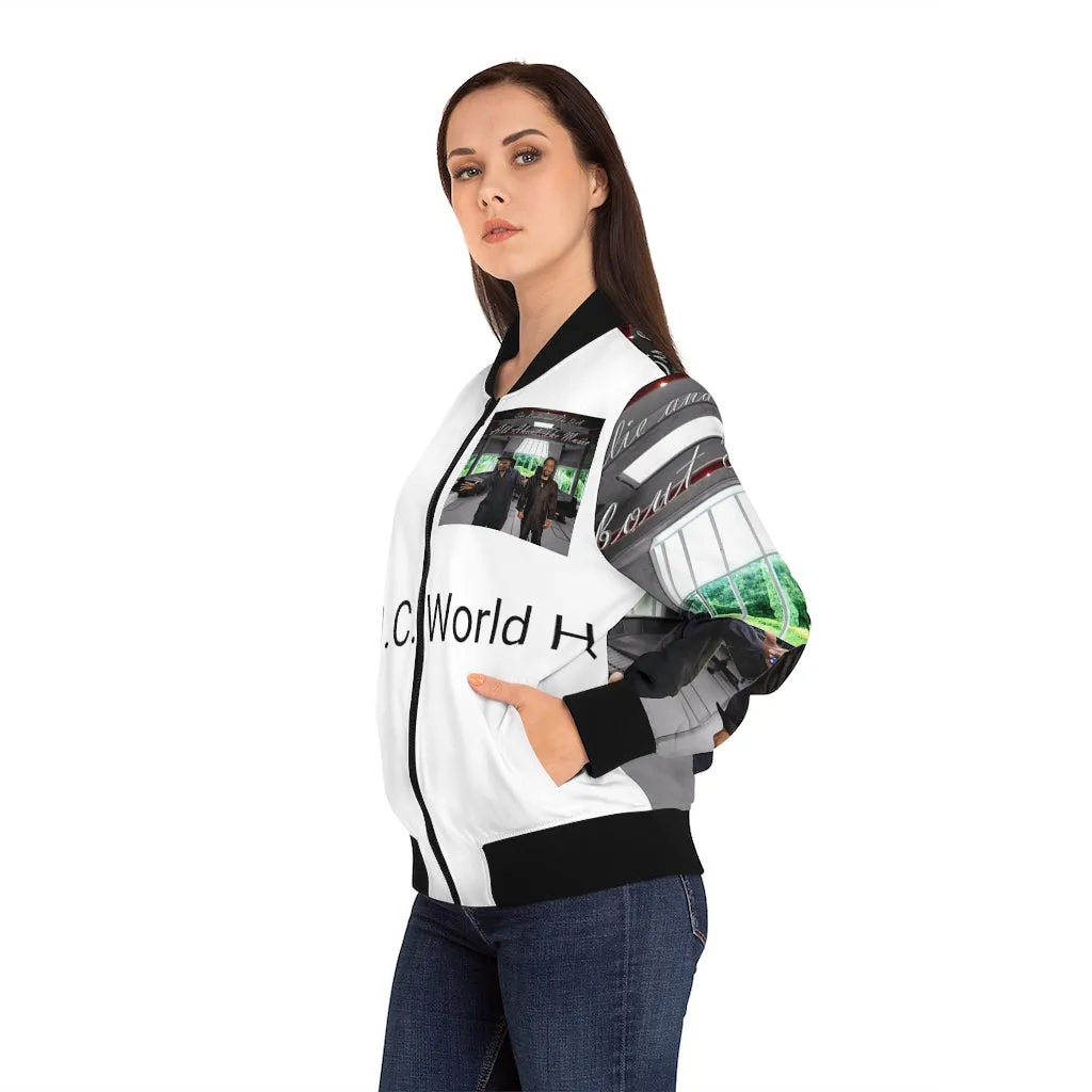 M.U.S.I.C. World HQ  Album Cover Series Women's Bomber Jacket (AOP)