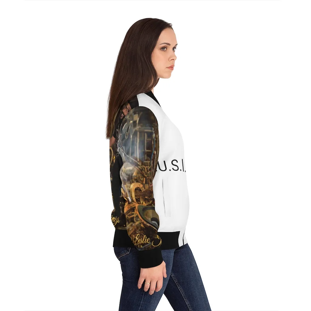 M.U.S.I.C. World HQ  Album Cover Series Women's Bomber Jacket (AOP)