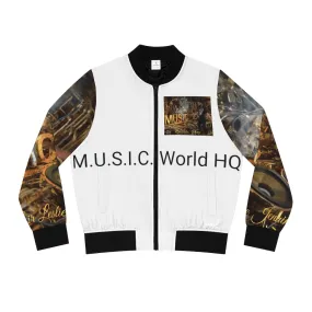 M.U.S.I.C. World HQ  Album Cover Series Women's Bomber Jacket (AOP)