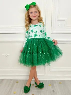 My Lucky Girl Clover Print Tutu Dress