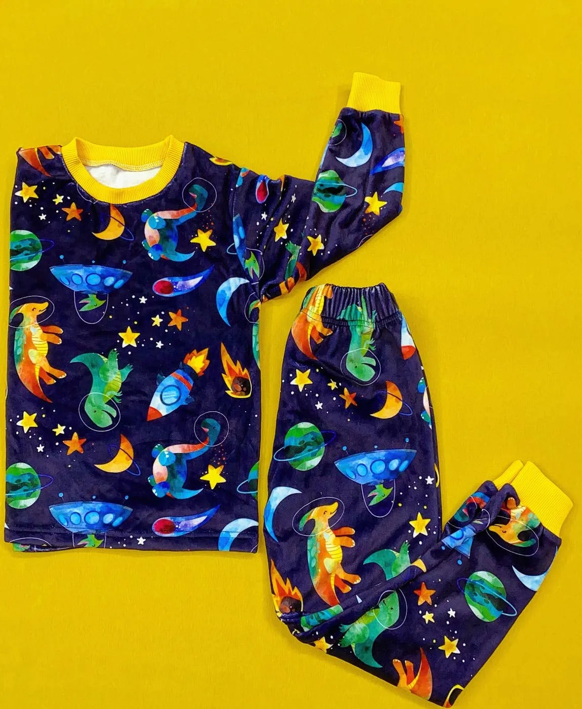 Navy Dino Space Fleece Pyjamas