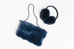 Navy Fuzzy Hand Muff