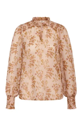 NICOLINE BLOUSE PRINT ROSE/BROWN