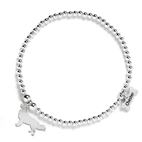 Nova Scotia Duck Tolling Retriever Silhouette Silver Ball Bead Bracelet - Personalised