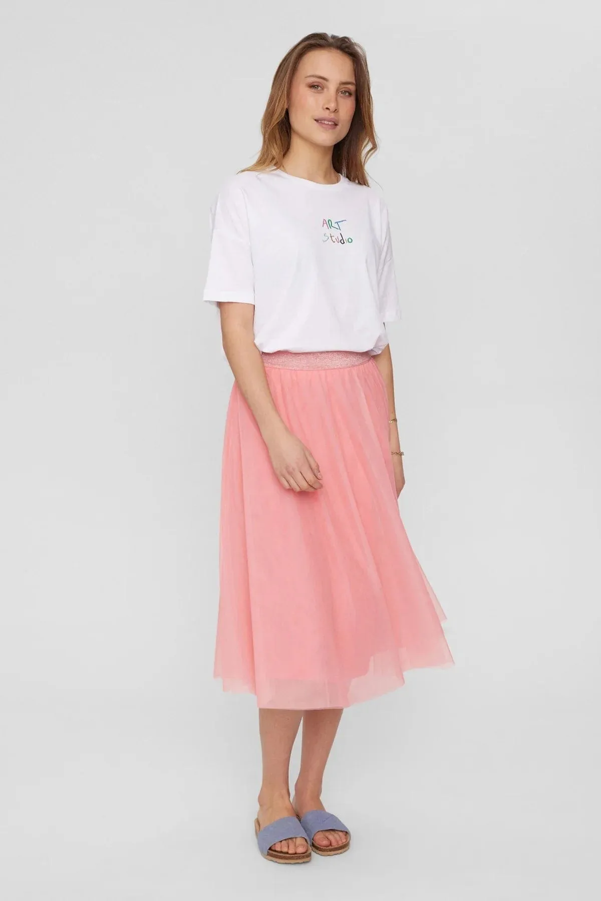 Numph Layered Tullle Skirt Pink