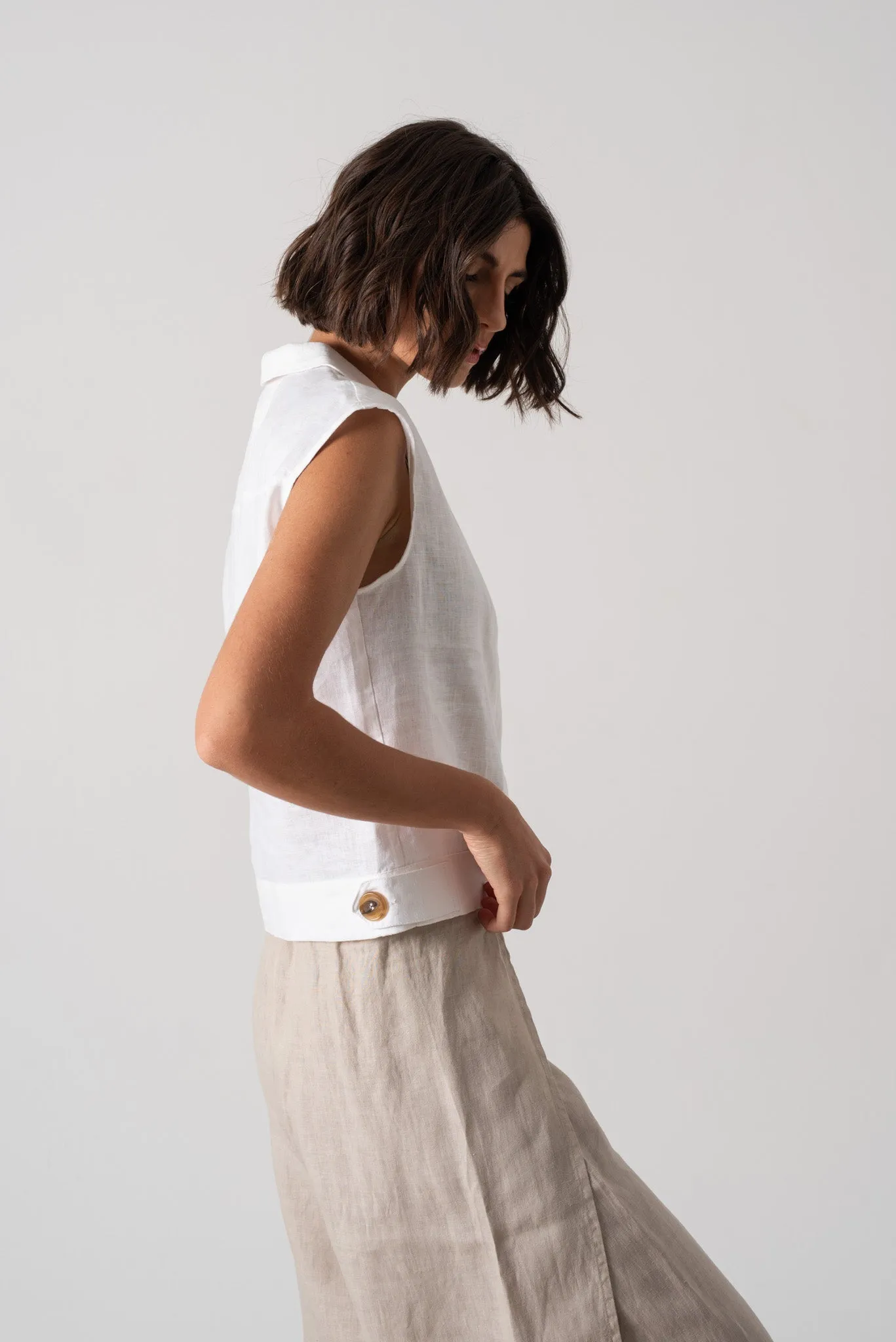 Nuvola Linen Top White