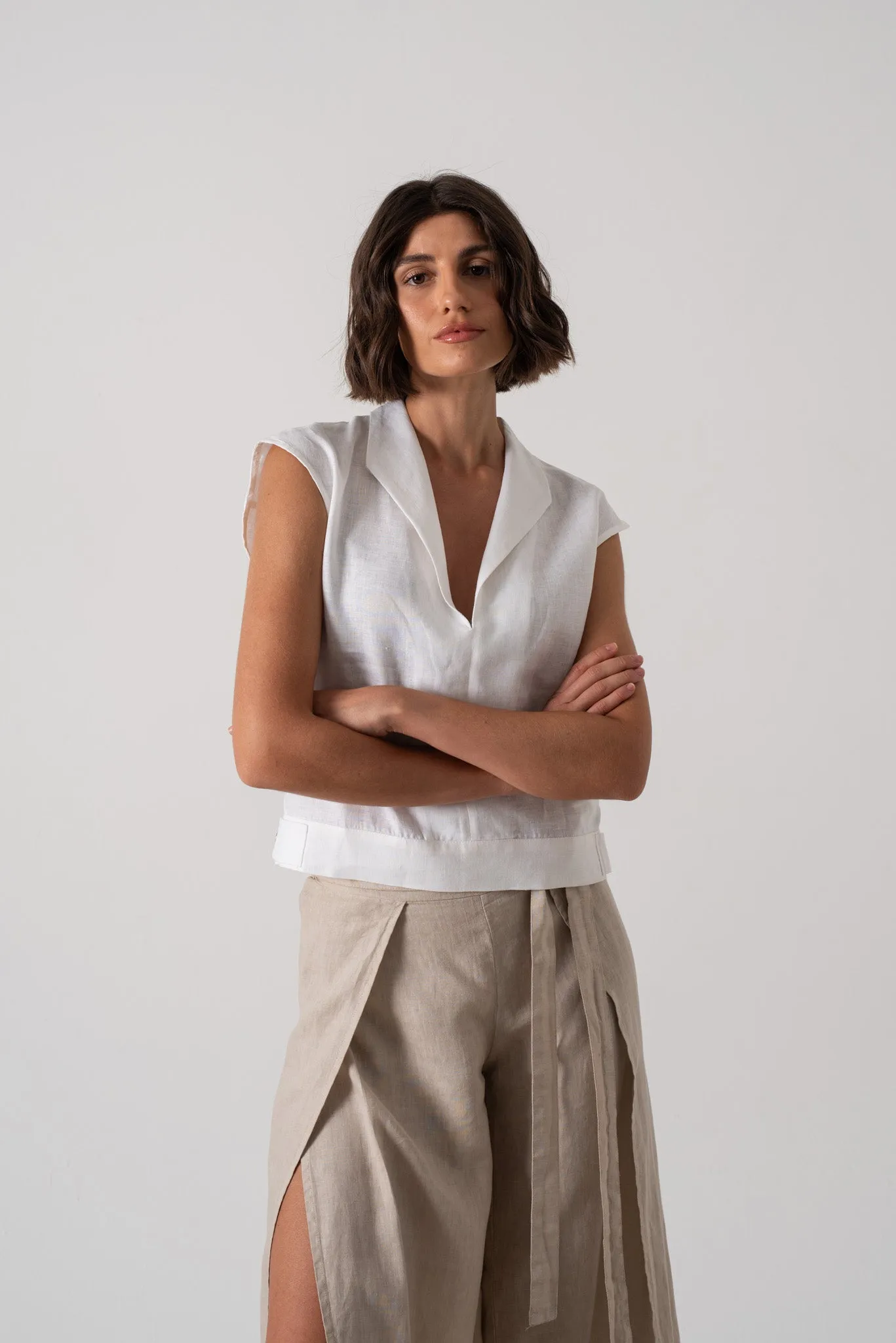 Nuvola Linen Top White