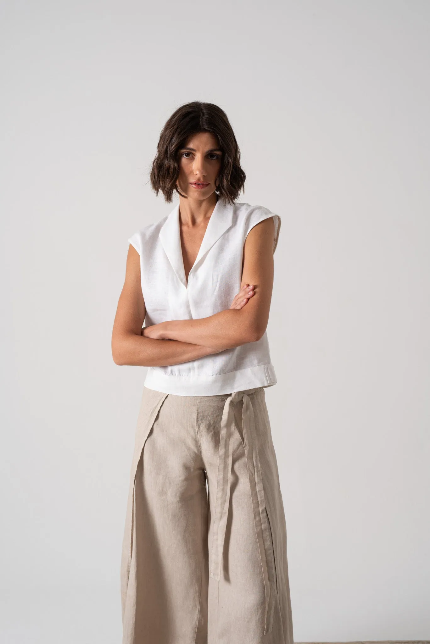 Nuvola Linen Top White