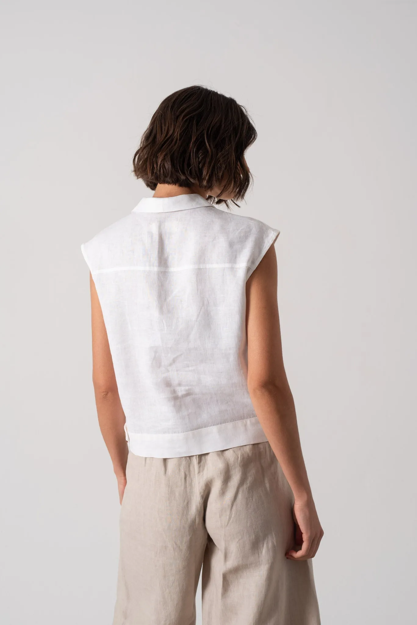 Nuvola Linen Top White