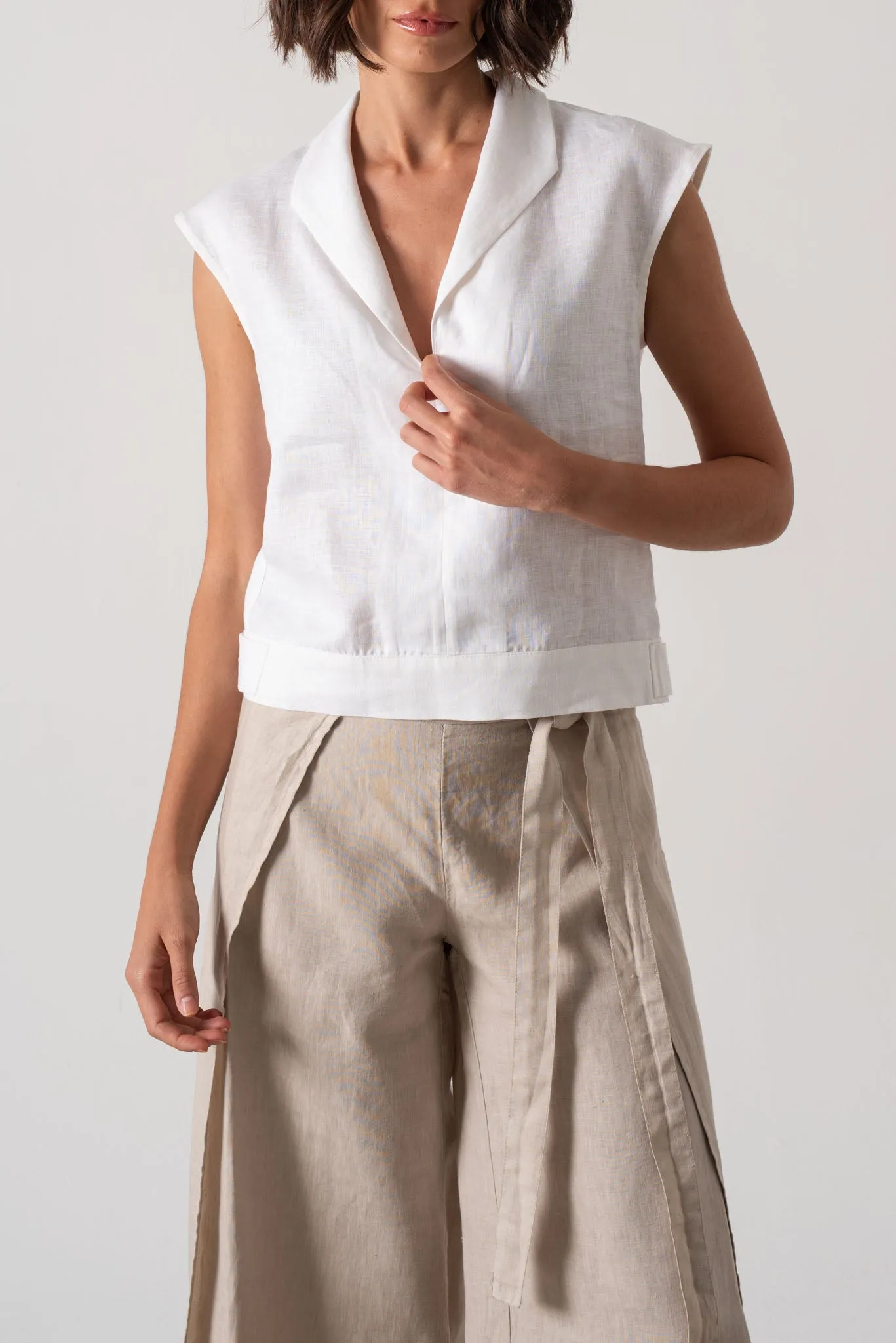 Nuvola Linen Top White