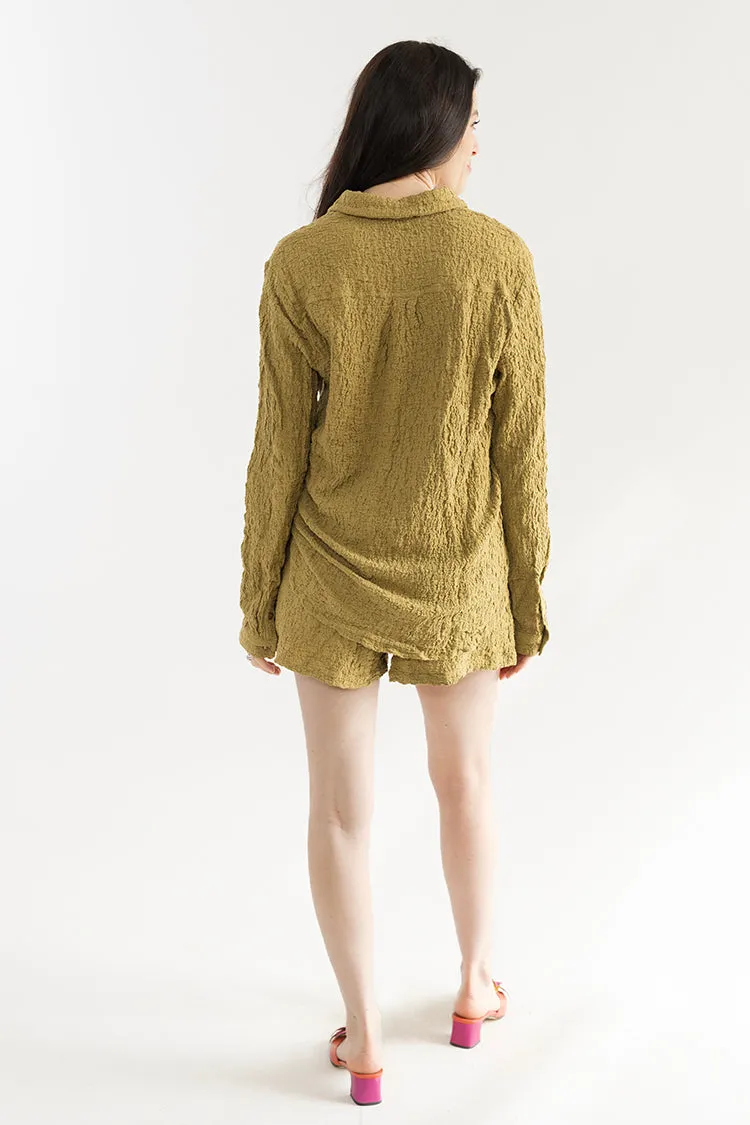 Olive Textured Button Down Top