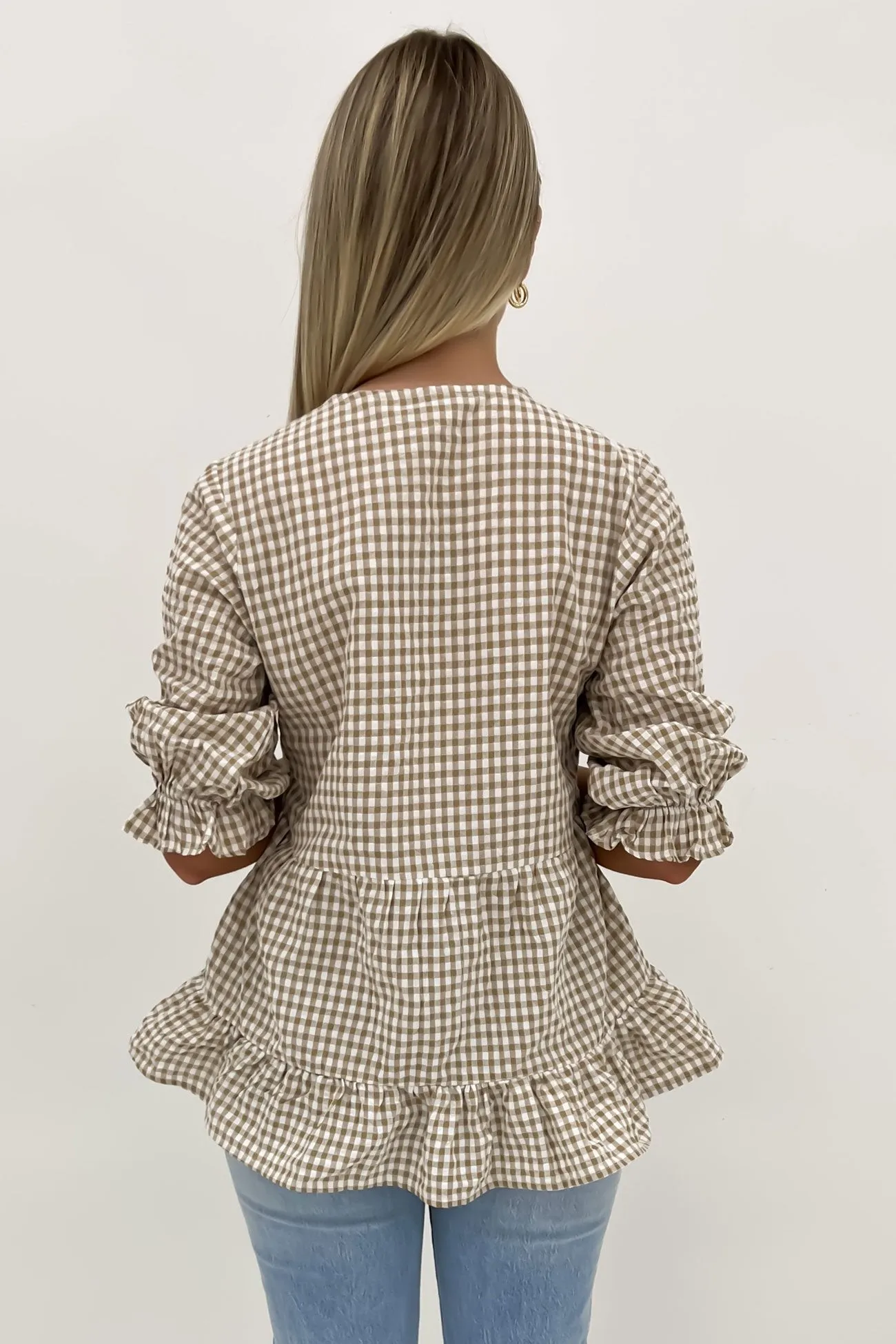 Olly Top Latte Gingham