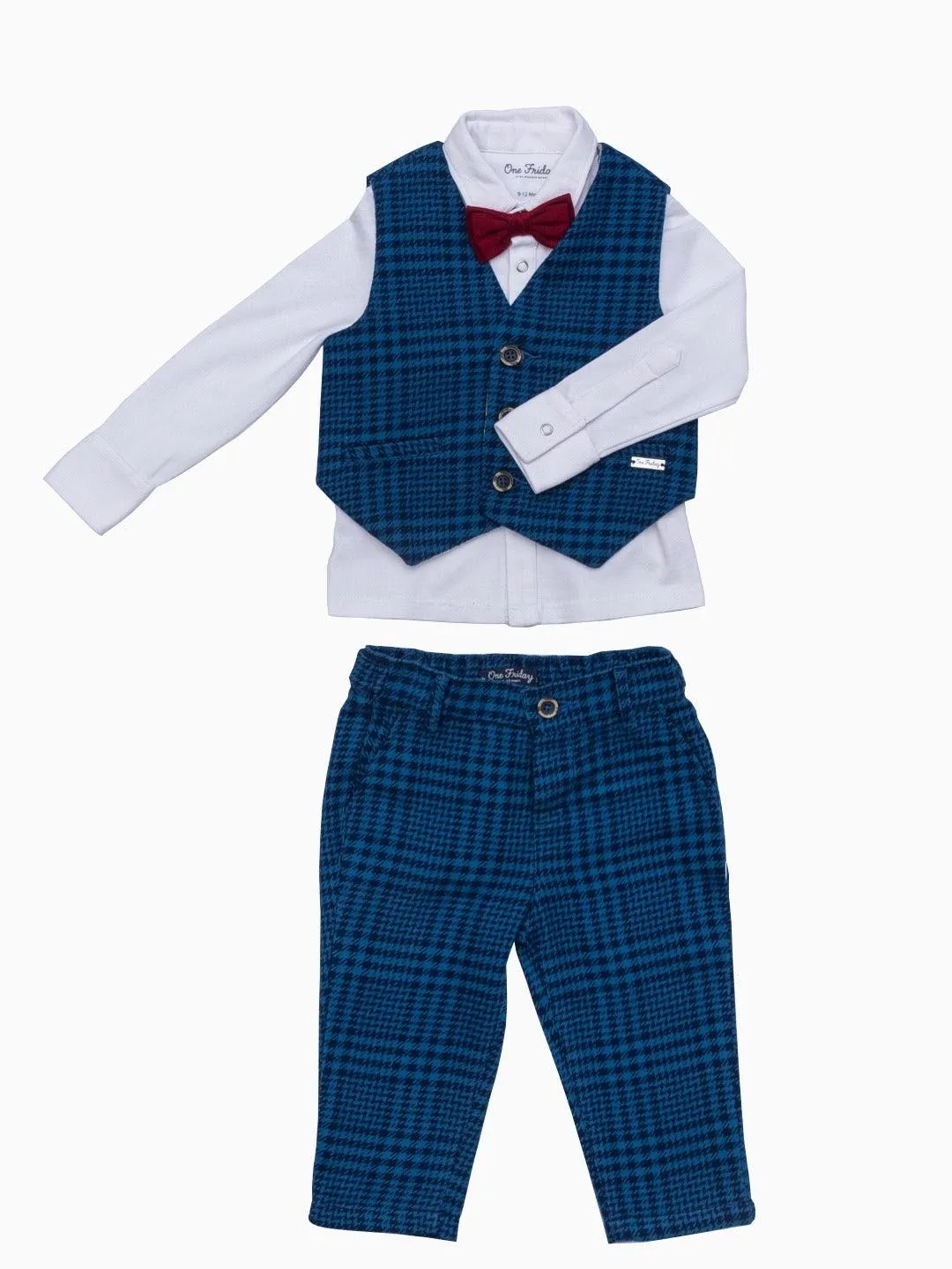 One Friday Blue Checks New Born Baby Set