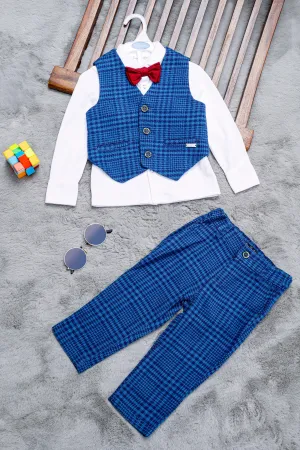 One Friday Blue Checks New Born Baby Set