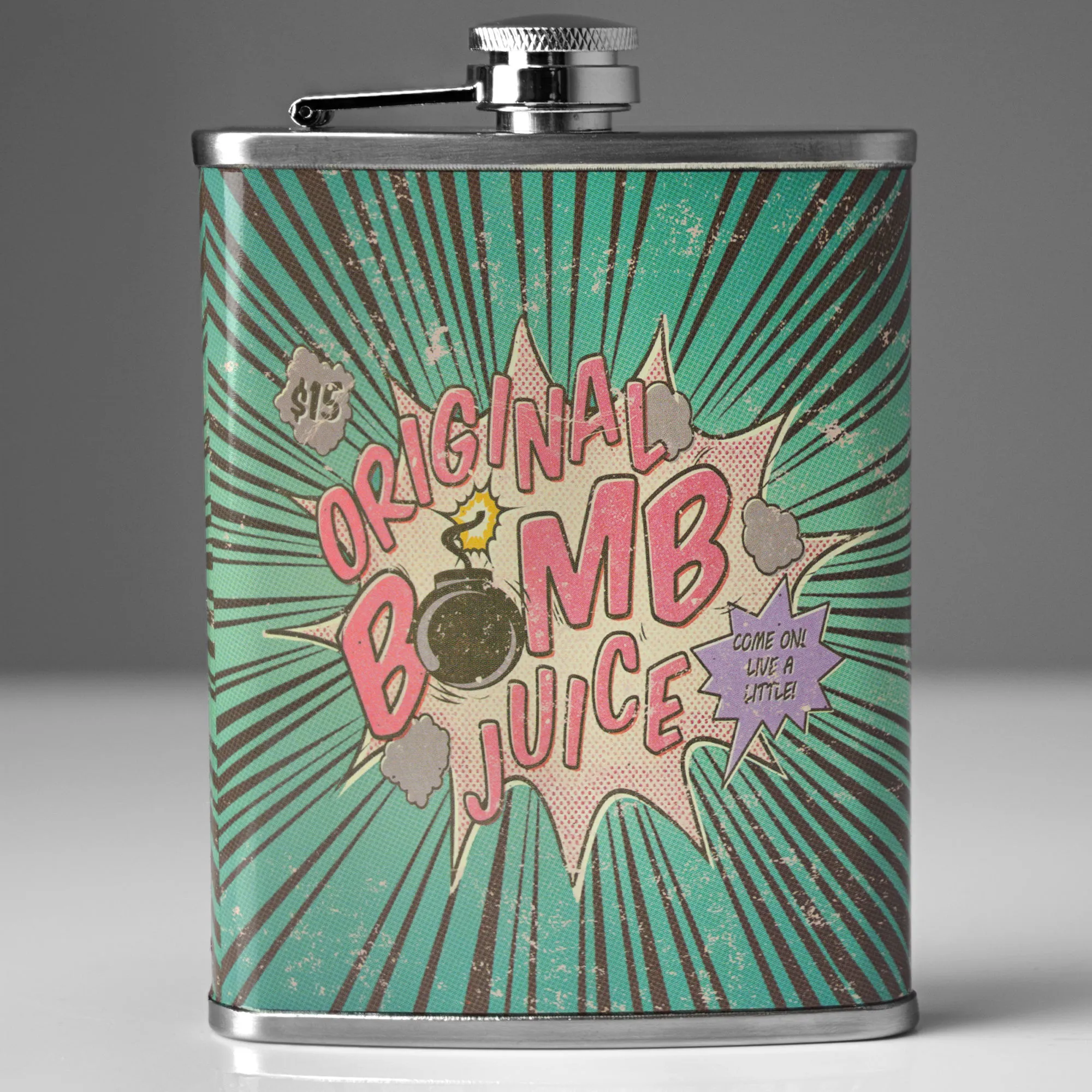 Original Bomb Juice Stainless Steel 8 oz Liquor Flask