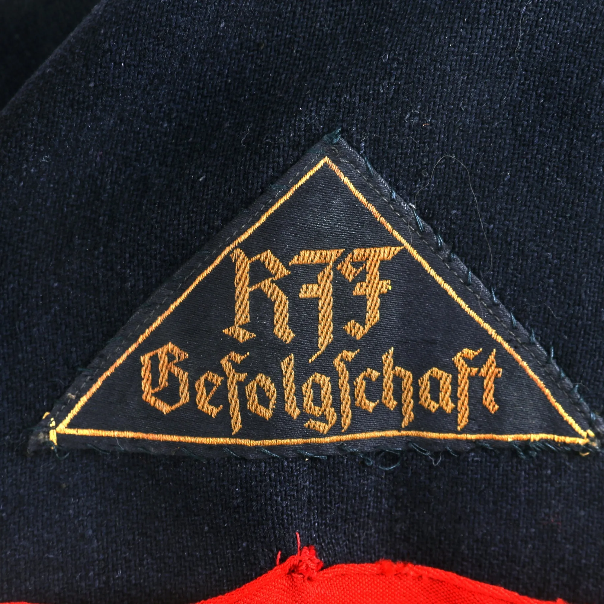 Original German WWII HJ National Youth Organization RJF-Gefolgschaft Blue Uniform Shirt with Membership Pin & Armband