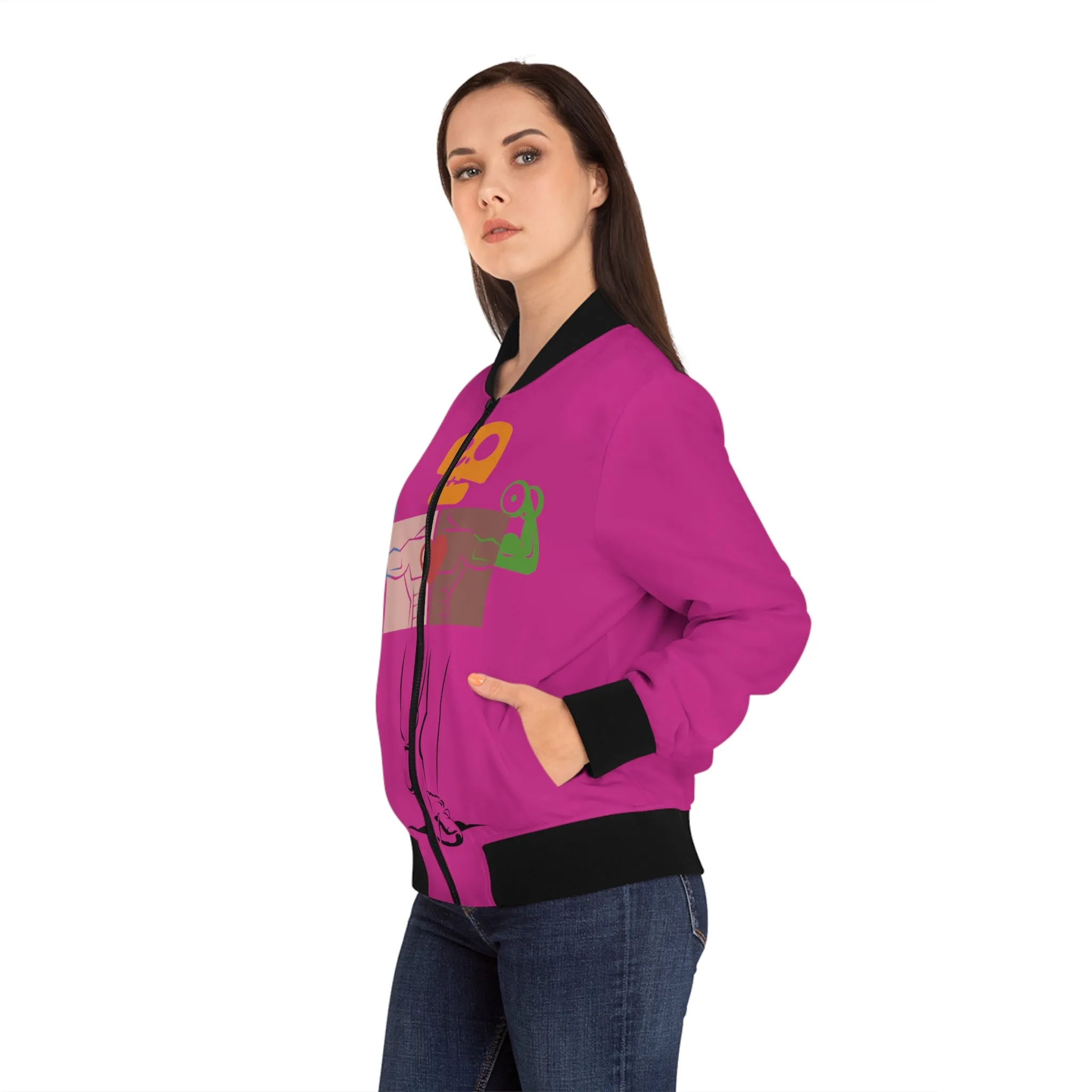 OWN MAN - Women's Bomber Jacket Dark Pink