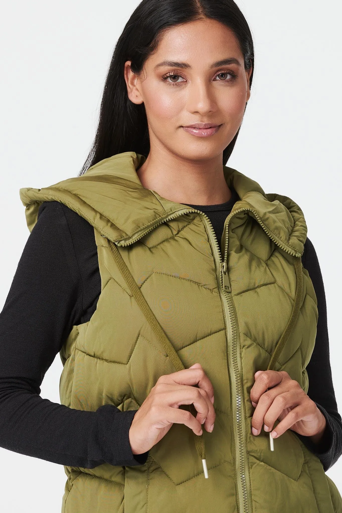 Padded Longline Gilet with Hood