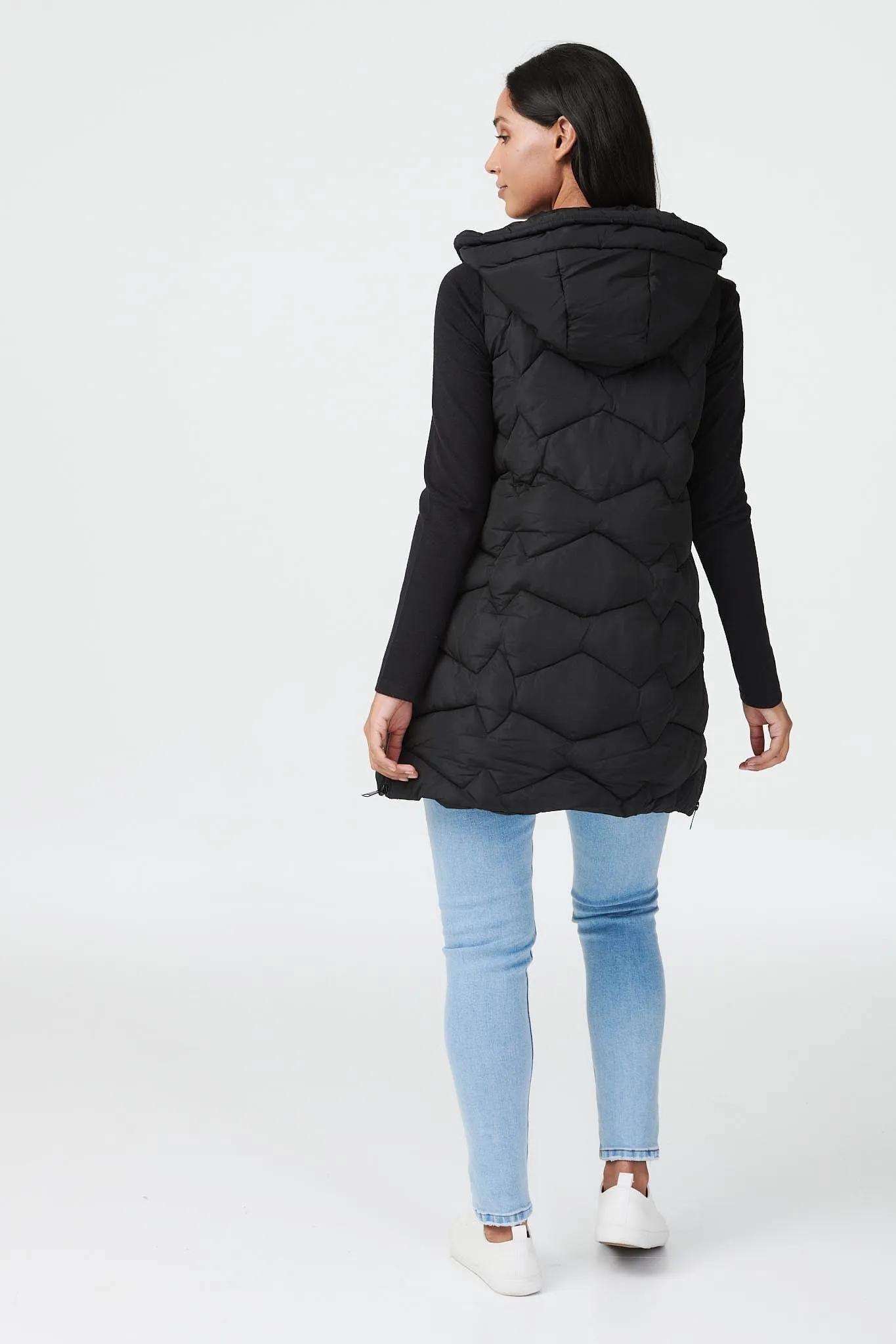 Padded Longline Gilet with Hood