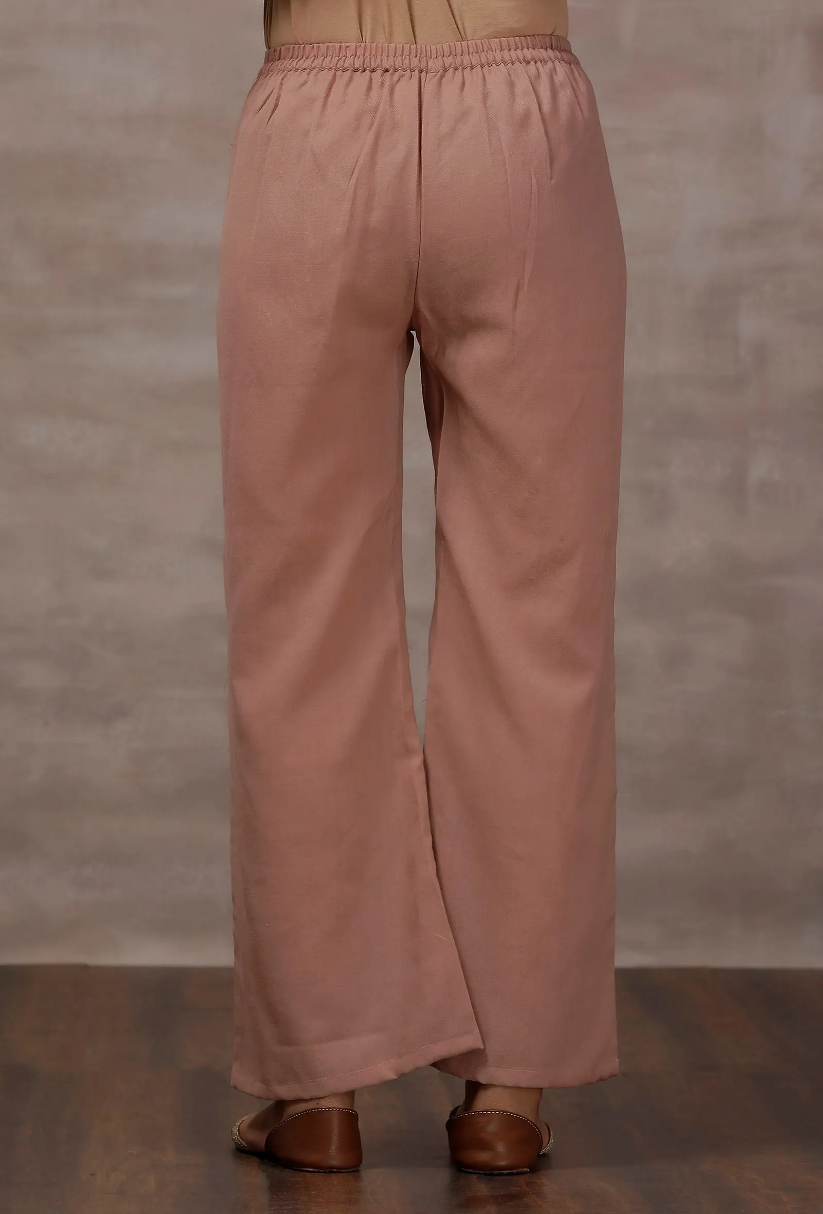 Pastel Pink Cashmilon Flared Pants