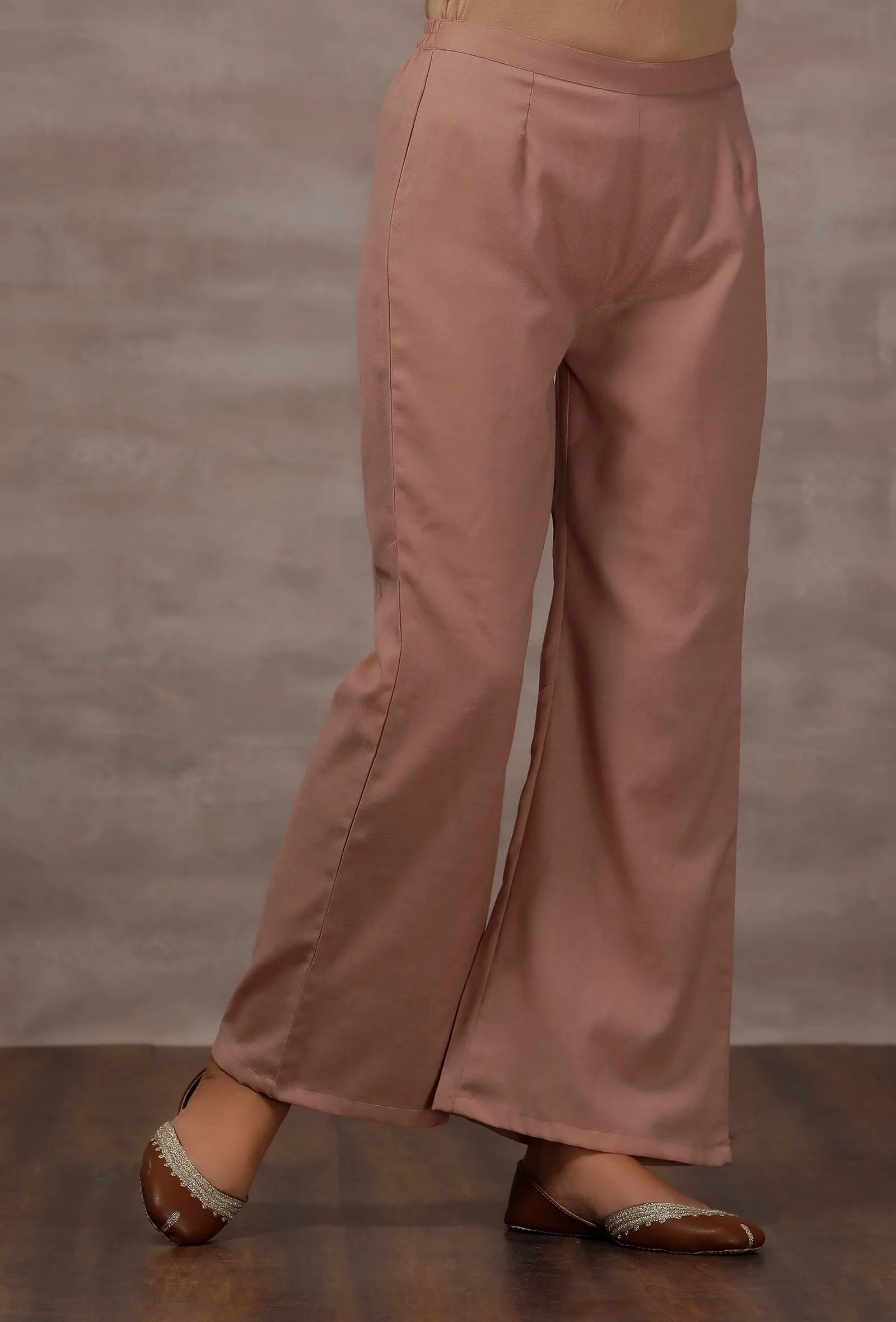 Pastel Pink Cashmilon Flared Pants