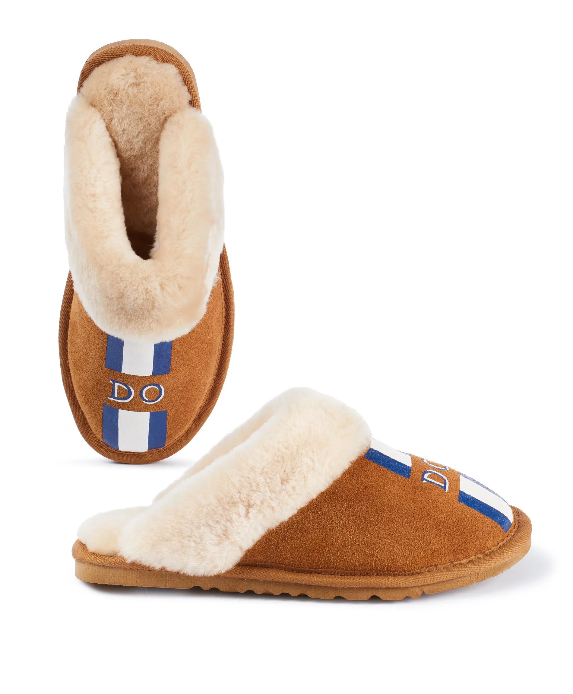 Personalised Womens Stripe Slip On Sheepskin Slippers