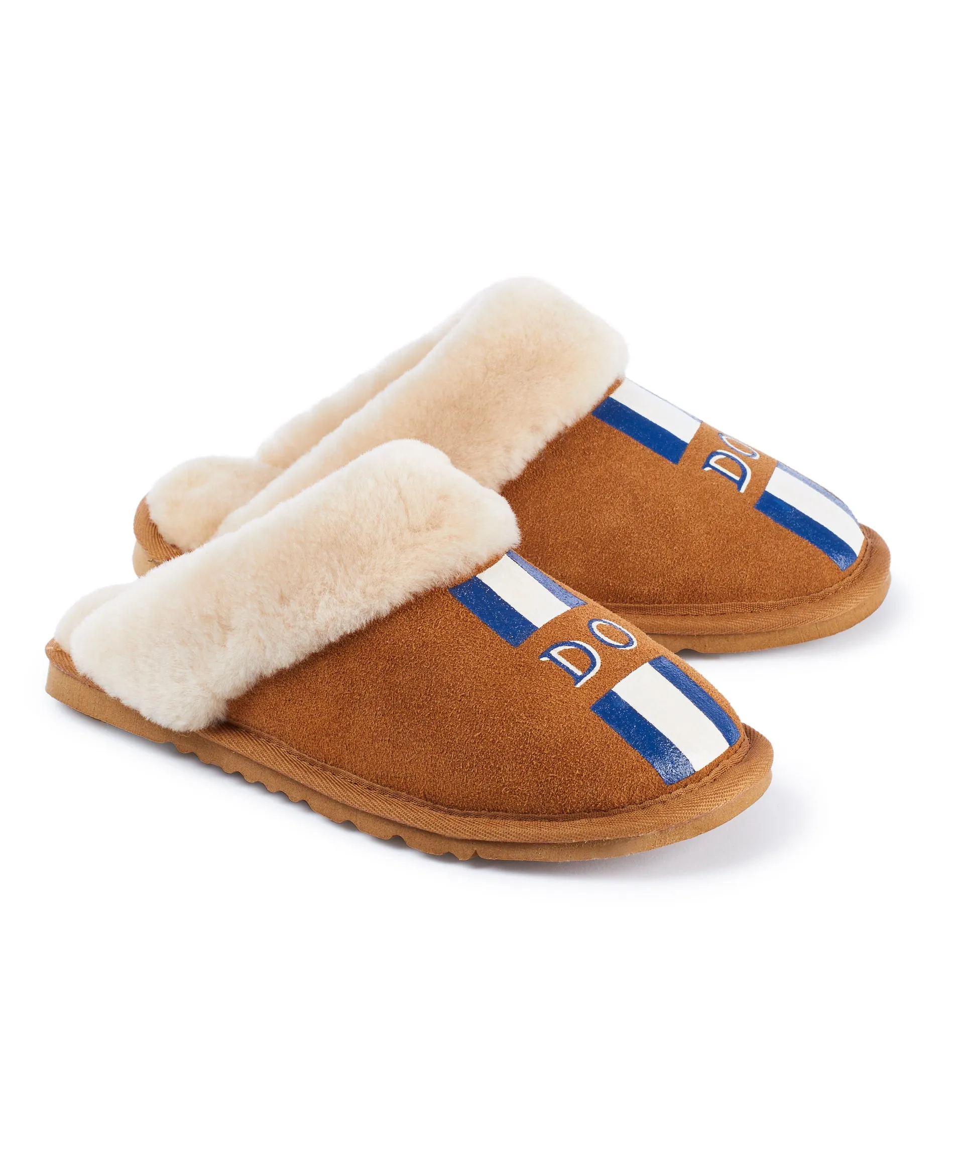 Personalised Womens Stripe Slip On Sheepskin Slippers