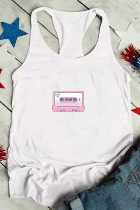 Pink Casette Print Tank Top