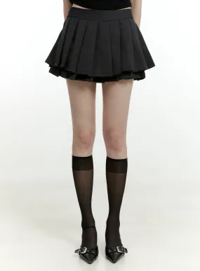 Pleated Layered Mini Skirt CL426