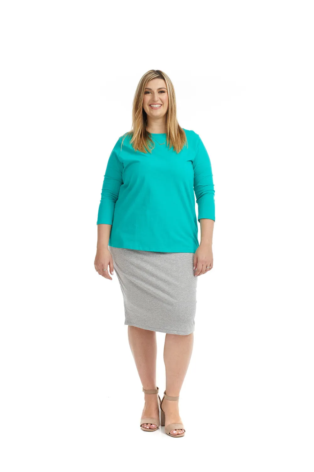 PLUS SIZE Cotton Spandex Stretchy Knee Length Pencil skirt for Women 'Dallas'