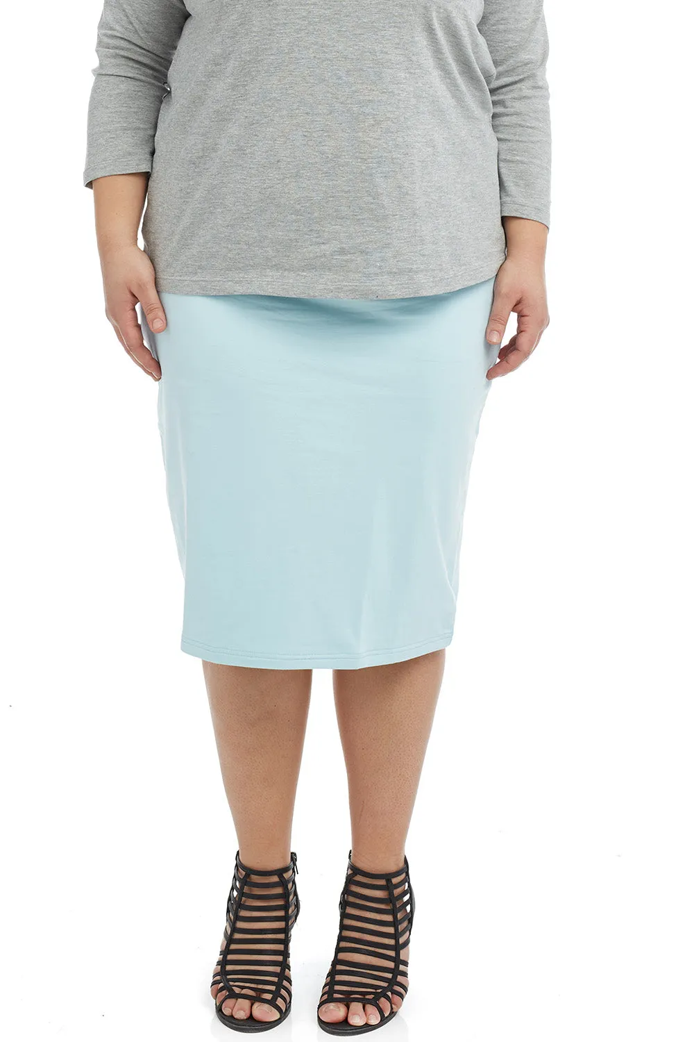 PLUS SIZE Cotton Spandex Stretchy Knee Length Pencil skirt for Women 'Dallas'