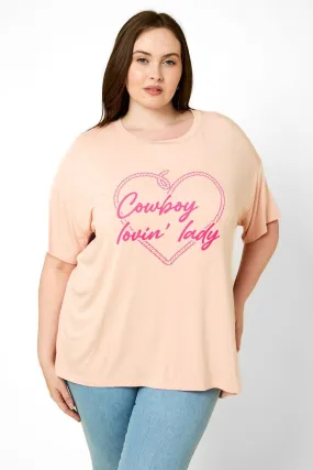 Plus Size Short Sleeve "Cowboy Lovin' Lady" Graphic Top