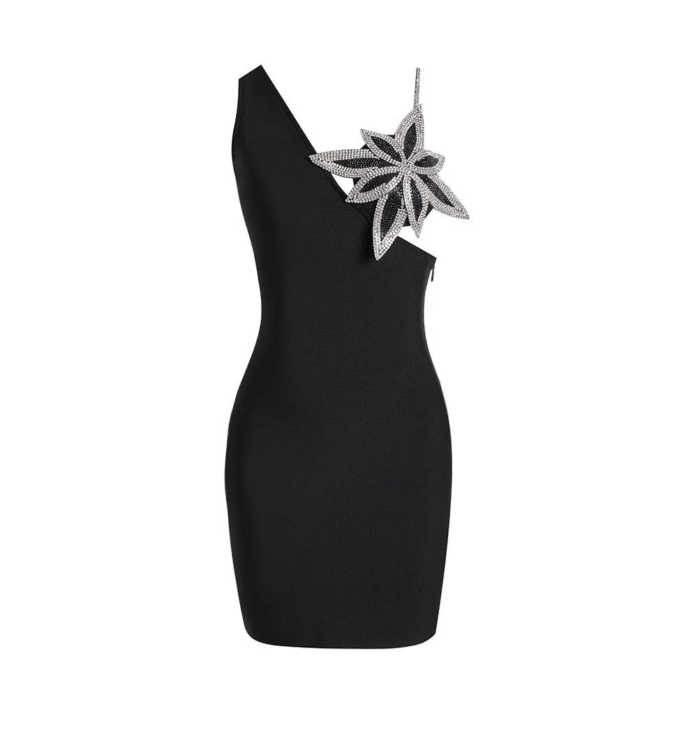 Pre Order:  V-neck Flower Diamond Mini Bandage Dress