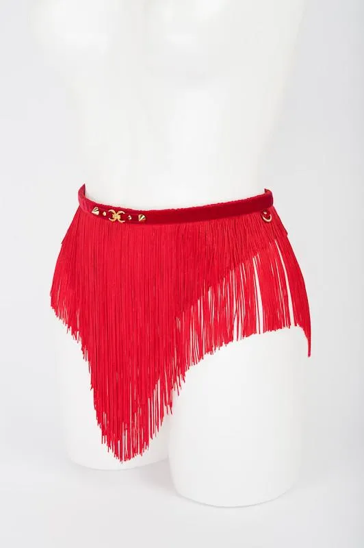 Red Fringe Skirt with Handcuffs