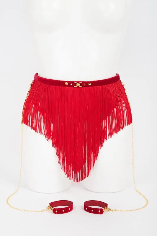 Red Fringe Skirt with Handcuffs