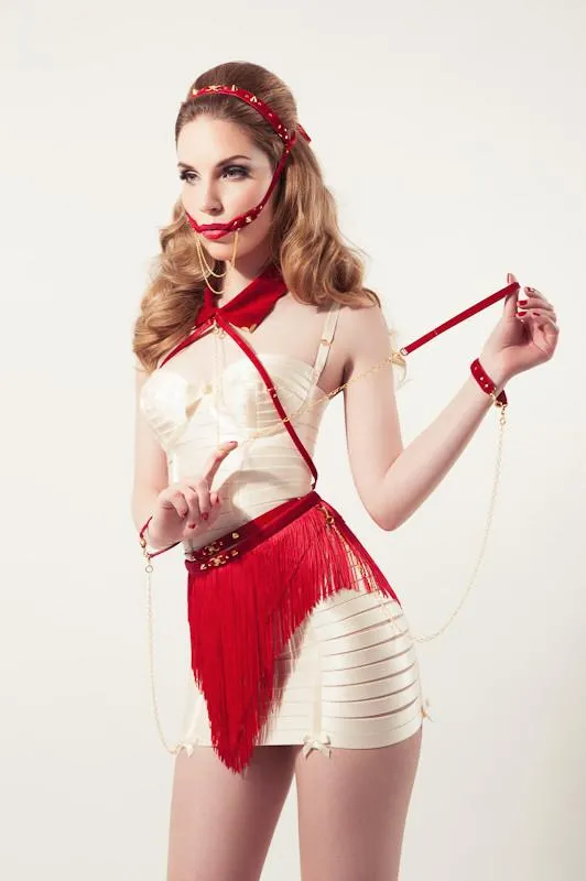 Red Fringe Skirt with Handcuffs