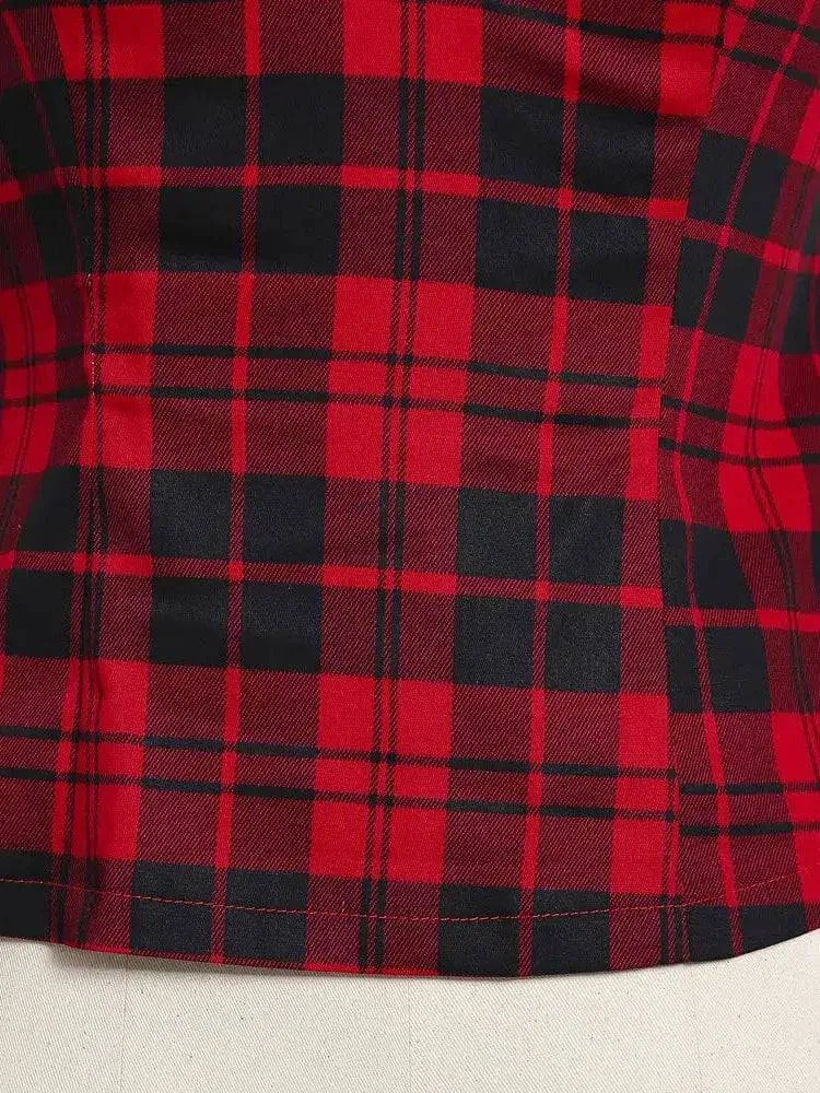 Red Plaid Retro Top