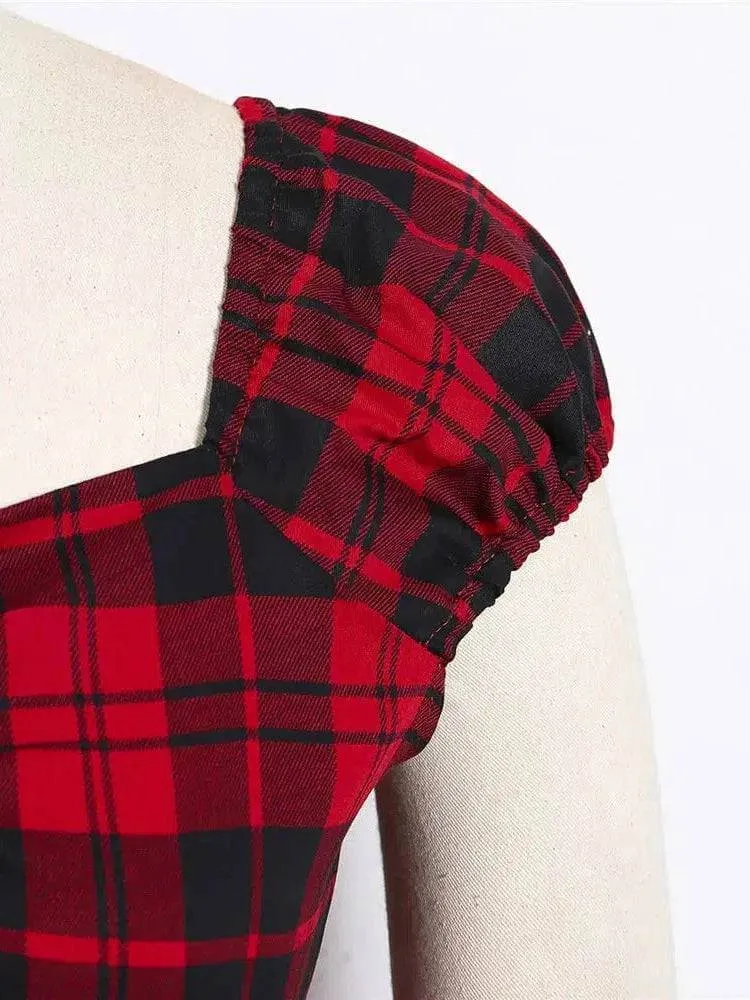 Red Plaid Retro Top