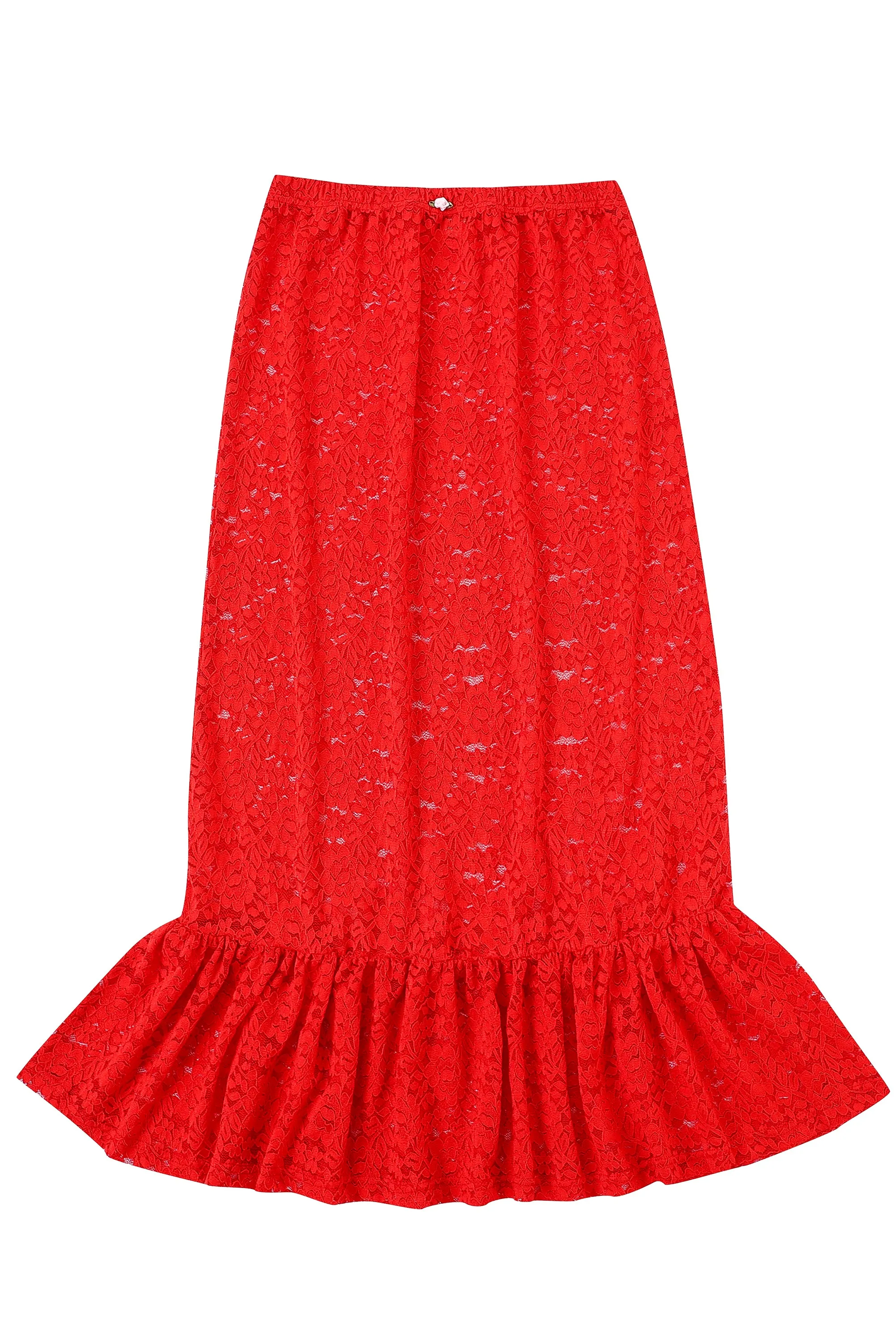 Red Rose Lace Rosette Skirt