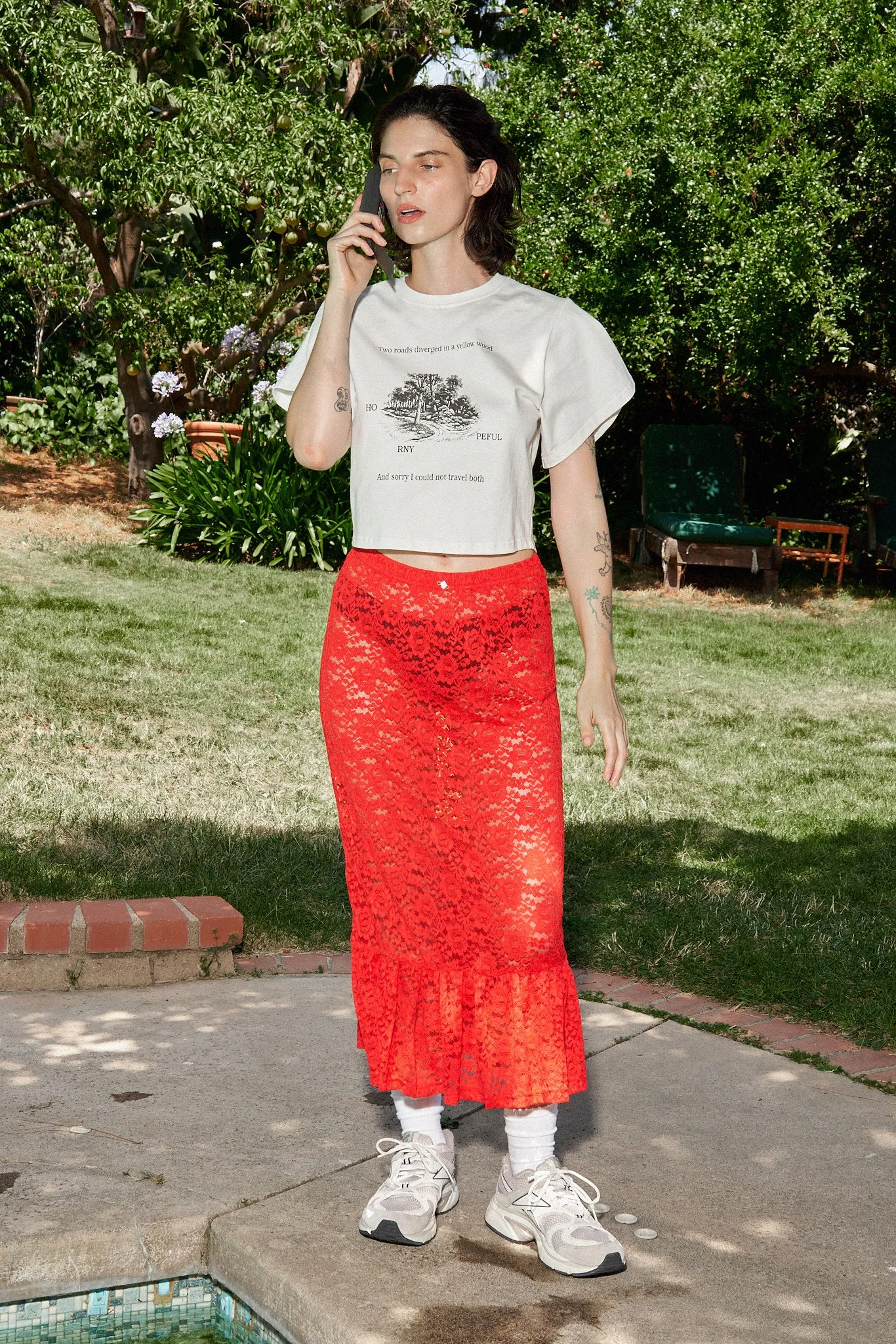 Red Rose Lace Rosette Skirt